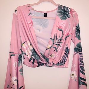 Crop bell sleeve blouse